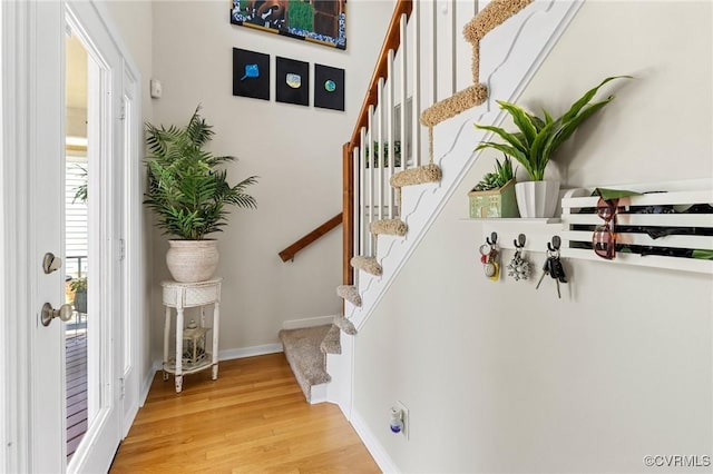 14715 Boyces Cove Dr, Midlothian, VA 23112 - staircase with wood finished floors and baseboards