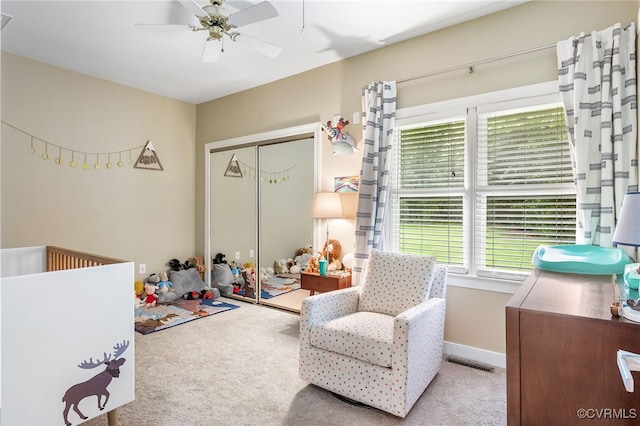 10598 Lambeth Rd, Glen Allen, VA 23060 - bedroom featuring carpet floors, a closet, and ceiling fan