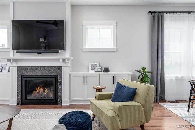2114 N Ave, Richmond, VA 23222 - living area featuring plenty of natural light, light wood-style flooring, and a fireplace
