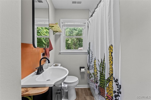 520 Monte Verde Rd, Center Cross, VA 22437 - bathroom featuring wood finished floors, vanity, and a shower with shower curtain