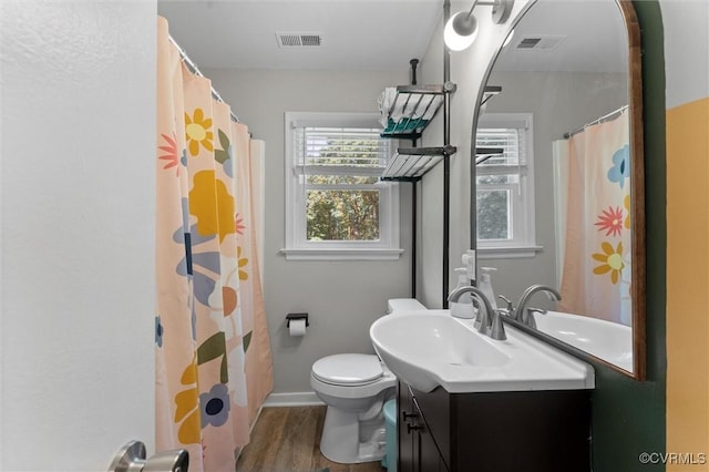 520 Monte Verde Rd, Center Cross, VA 22437 - full bath with vanity, wood finished floors, and curtained shower