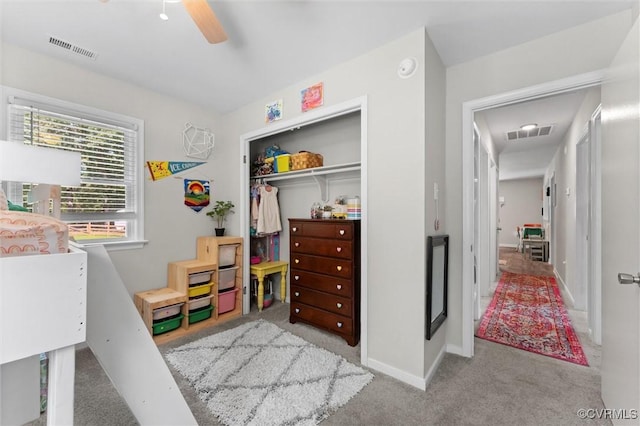 520 Monte Verde Rd, Center Cross, VA 22437 - carpeted bedroom with a closet and ceiling fan