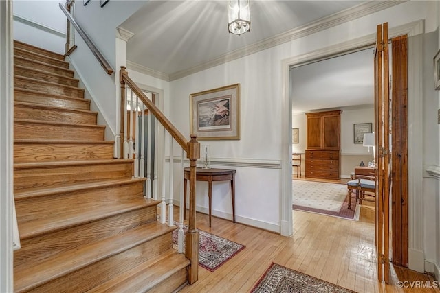10903 Gayton Rd, Henrico, VA 23238 - staircase with wood-type flooring and ornamental molding