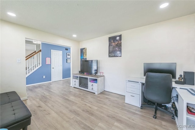 3706 Paul Karnes Dr, Hopewell, VA 23860 - office area featuring light wood-style floors and recessed lighting