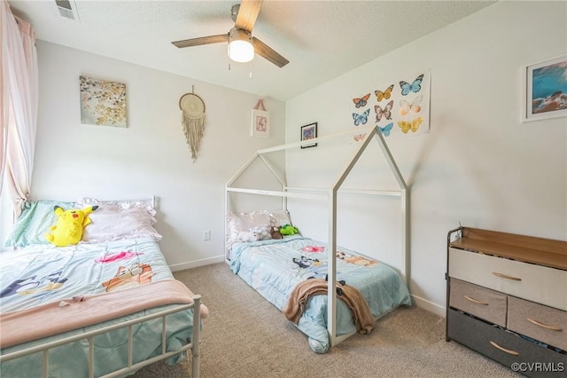 3706 Paul Karnes Dr, Hopewell, VA 23860 - bedroom with carpet floors, ceiling fan, and a textured ceiling