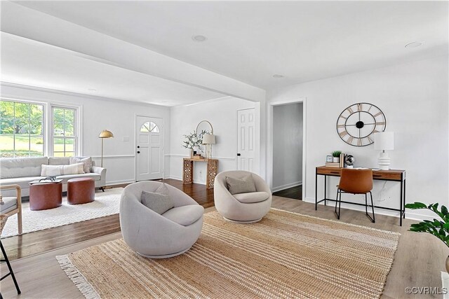 1908 Windsordale Dr, Henrico, VA 23229 - living room featuring wood finished floors and an office area