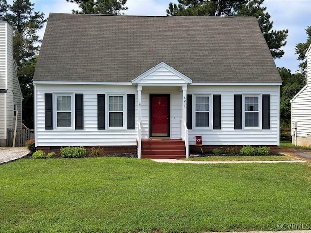 6033 Ironworks Ct, Mechanicsville, VA 23111 - new england style home with a front lawn, crawl space, and a shingled roof