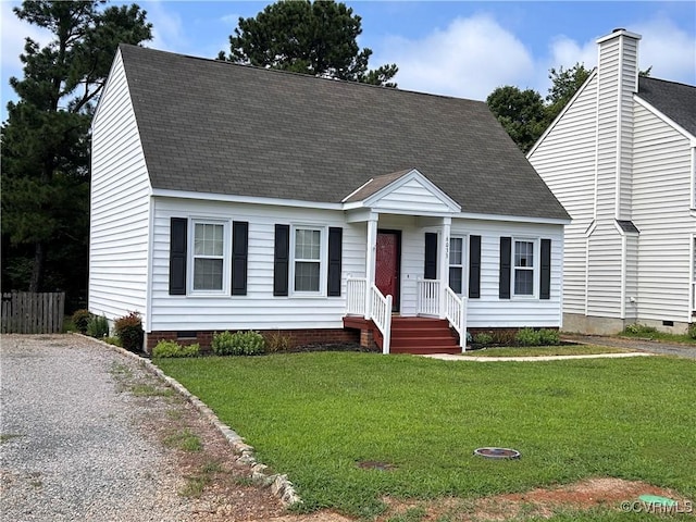 6033 Ironworks Ct, Mechanicsville, VA 23111 - cape cod house featuring crawl space, a shingled roof, and a front lawn