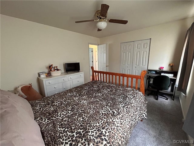 6033 Ironworks Ct, Mechanicsville, VA 23111 - bedroom featuring carpet flooring, a closet, a ceiling fan, and a desk