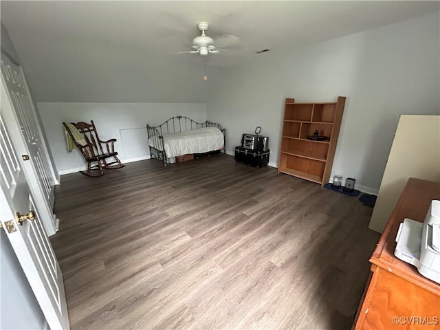 6033 Ironworks Ct, Mechanicsville, VA 23111 - bedroom with vaulted ceiling, wood finished floors, and ceiling fan