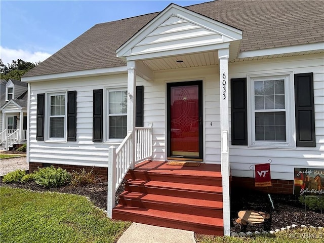 6033 Ironworks Ct, Mechanicsville, VA 23111 - doorway to property featuring roof with shingles and crawl space