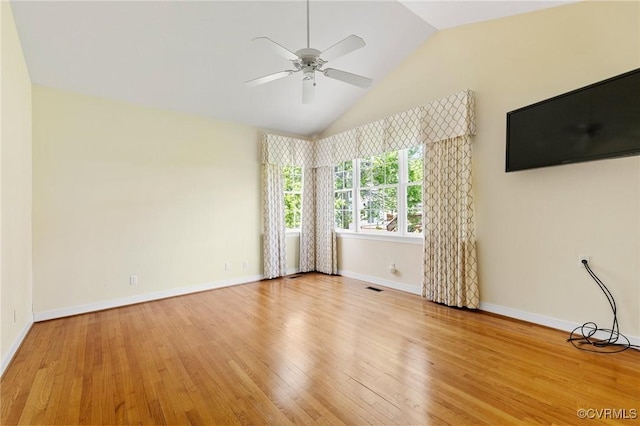 5908 Dominion Fairways Ct, Glen Allen, VA 23059 - empty room featuring wood finished floors, a ceiling fan, and high vaulted ceiling