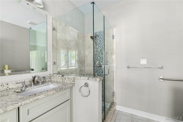 5908 Dominion Fairways Ct, Glen Allen, VA 23059 - bathroom featuring tile patterned flooring, vanity, and a stall shower