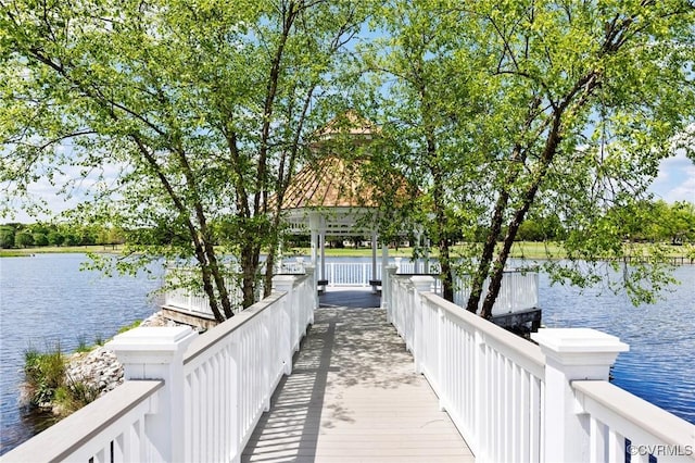 5908 Dominion Fairways Ct, Glen Allen, VA 23059 - dock area featuring a water view and a gazebo