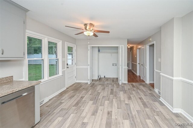 2131 Highland Dr, Powhatan, VA 23139 - kitchen featuring dishwasher, ceiling fan, light wood-style flooring, and light countertops
