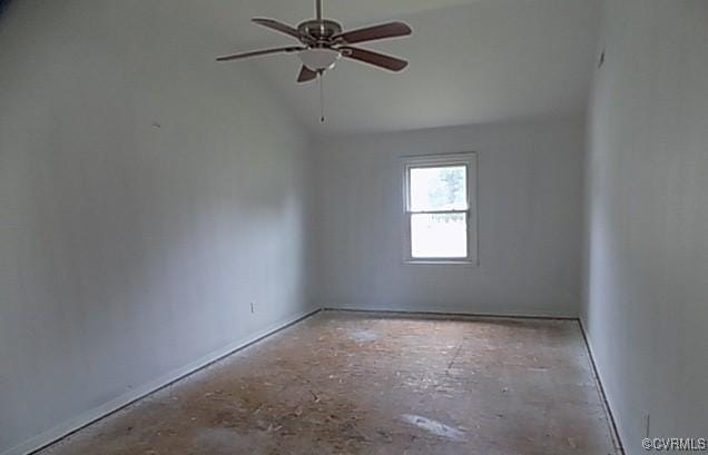 25504 Walkers Landing Ct, North Dinwiddie, VA 23803 - spare room featuring lofted ceiling and ceiling fan