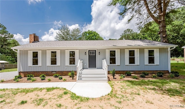 4300 N Courthouse Rd, Providence Forge, VA 23140 - view of front facade featuring crawl space, a chimney, covered porch, and a shingled roof
