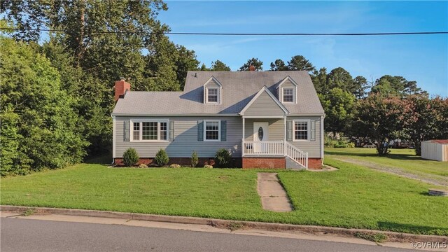 4305 Lakeview Rd, South Chesterfield, VA 23803 - cape cod house with a front lawn, a chimney, and crawl space