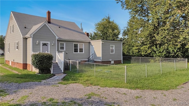 4305 Lakeview Rd, South Chesterfield, VA 23803 - rear view of property with a chimney, crawl space, and roof with shingles
