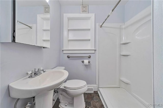 4305 Lakeview Rd, South Chesterfield, VA 23803 - bathroom featuring a stall shower and stone finish flooring