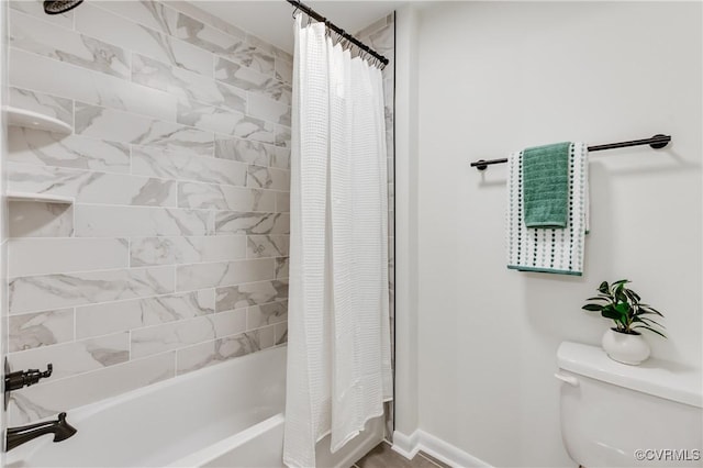 11904 W Briar Patch Dr, Midlothian, VA 23113 - bathroom with toilet and shower / bathtub combination with curtain