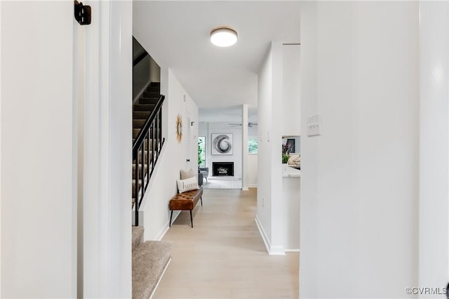 11904 W Briar Patch Dr, Midlothian, VA 23113 - hall with stairway and light wood-style flooring