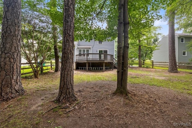 12628 Copperas Ln, Richmond, VA 23233 - view of yard featuring a wooden deck and stairway