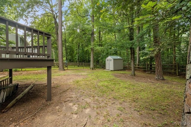 12628 Copperas Ln, Richmond, VA 23233 - fenced backyard with a shed and a wooden deck
