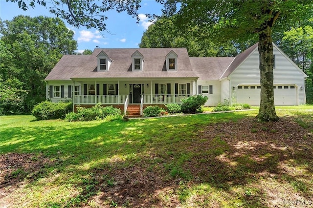 124 Gammons Vw, Bumpass, VA 23024 - cape cod-style house with a porch, an attached garage, and a front lawn
