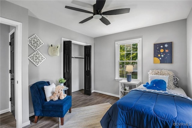 2505 Winston Ct, Glen Allen, VA 23060 - bedroom featuring wood finished floors, a closet, and ceiling fan