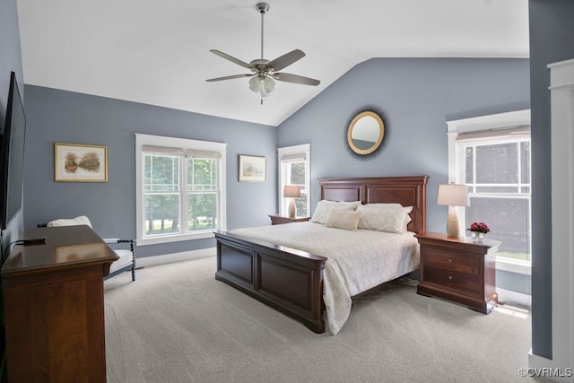 2432 Gammons Creek Dr, Maidens, VA 23102 - bedroom with vaulted ceiling, carpet, and ceiling fan