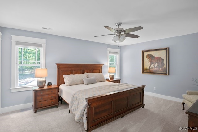 2432 Gammons Creek Dr, Maidens, VA 23102 - bedroom with light colored carpet and ceiling fan