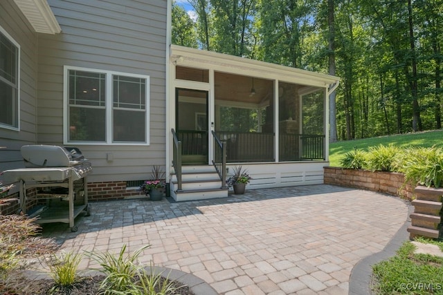 2432 Gammons Creek Dr, Maidens, VA 23102 - view of patio / terrace with a sunroom and area for grilling