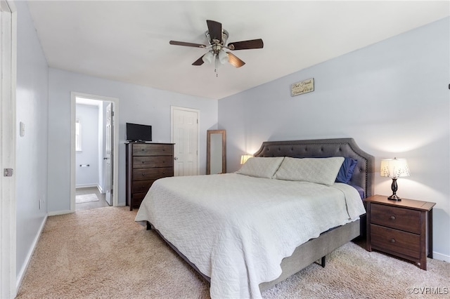 2708 Pineridge Ln, Powhatan, VA 23139 - bedroom featuring light carpet, ensuite bathroom, and ceiling fan