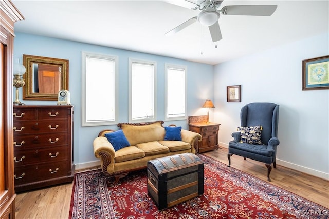 10966 Bland Ridge Dr, South Prince George, VA 23805 - living area featuring ceiling fan and light wood finished floors