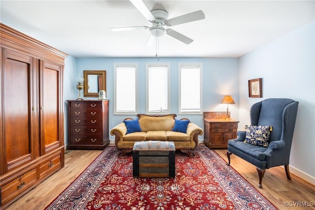 10966 Bland Ridge Dr, South Prince George, VA 23805 - sitting room with light wood-style flooring and a ceiling fan