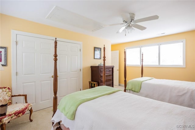 10966 Bland Ridge Dr, South Prince George, VA 23805 - bedroom with light colored carpet and a ceiling fan