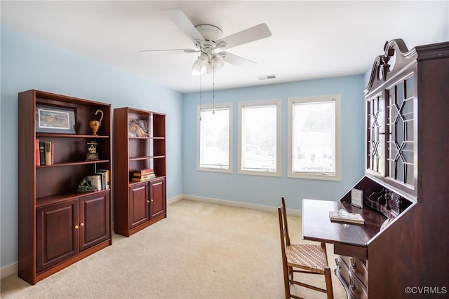 10966 Bland Ridge Dr, South Prince George, VA 23805 - office featuring carpet floors and a ceiling fan