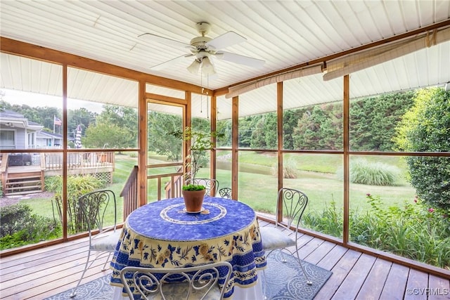10966 Bland Ridge Dr, South Prince George, VA 23805 - sunroom featuring ceiling fan and plenty of natural light