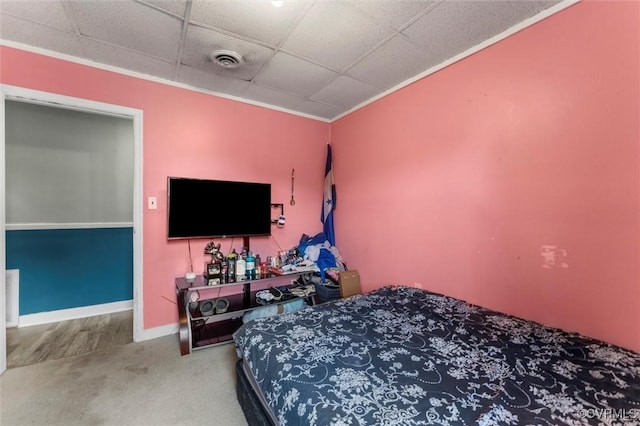 713 Lakeview Ave, Colonial Heights, VA 23834 - carpeted bedroom featuring ornamental molding and a paneled ceiling