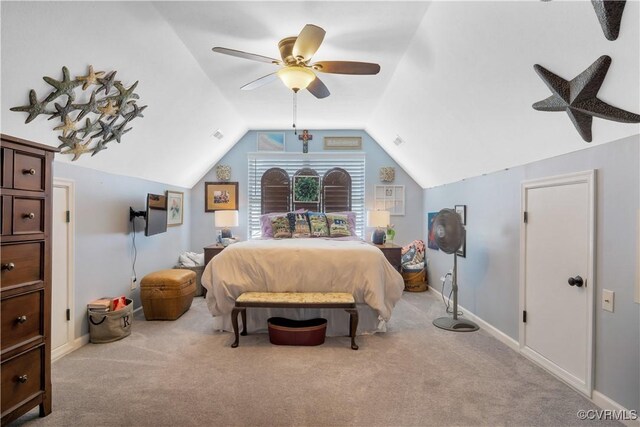 4115 Stonewood Ln, Williamsburg, VA 23188 - carpeted bedroom with lofted ceiling and ceiling fan