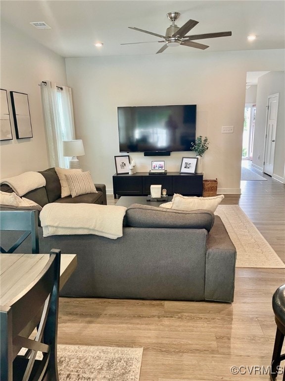 10904 Genito Square Dr, Chesterfield, VA 23112 - living area with ceiling fan, wood finished floors, and recessed lighting