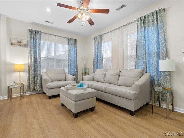 17318 Library Blvd, Ruther Glen, VA 22546 - living room with light wood-style floors, a ceiling fan, plenty of natural light, and recessed lighting