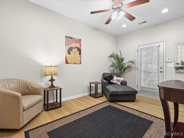 17318 Library Blvd, Ruther Glen, VA 22546 - sitting room featuring wood finished floors, a ceiling fan, and recessed lighting