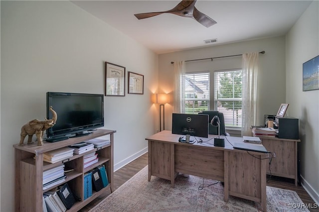 6448 Twin Falls Ter, Moseley, VA 23120 - office featuring ceiling fan and wood finished floors