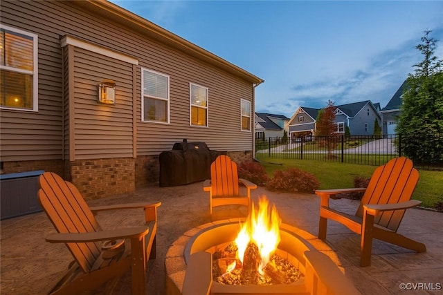 6448 Twin Falls Ter, Moseley, VA 23120 - view of patio with a fire pit, grilling area, and a residential view