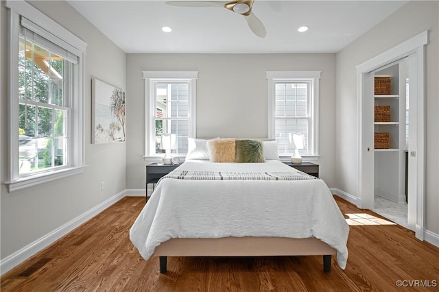 4705 Fitzhugh Ave, Richmond, VA 23230 - bedroom featuring wood finished floors, ceiling fan, and recessed lighting