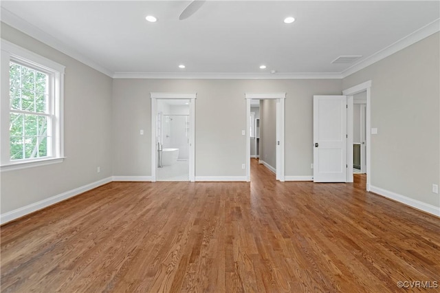 4705 Fitzhugh Ave, Richmond, VA 23230 - spare room featuring ornamental molding, wood finished floors, and recessed lighting