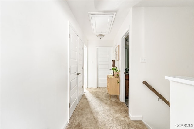 7828 Vermeil St, North Chesterfield, VA 23237 - hall with attic access, an upstairs landing, and light colored carpet