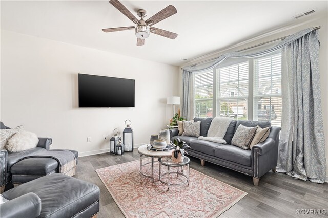 7828 Vermeil St, North Chesterfield, VA 23237 - living area featuring ceiling fan and wood finished floors